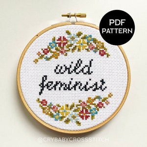 Wild Feminist cross stitch PDF/pattern