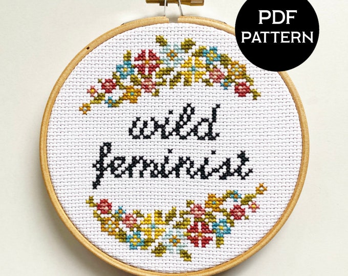 Wild Feminist cross stitch PDF/pattern