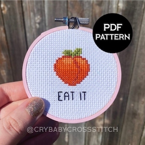 Peach Emoji cross stitch PDF/pattern