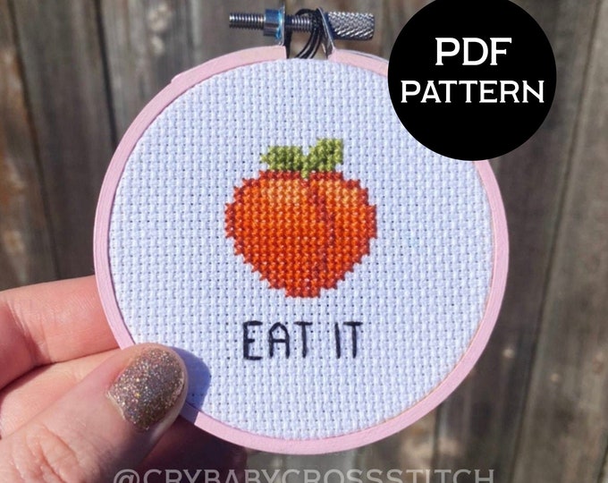 Peach Emoji cross stitch PDF/pattern