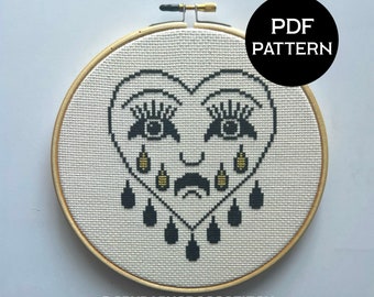 Weeping Heart cross stitch PDF/pattern