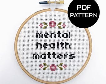 Mental Health Matters Mini cross stitch PDF/pattern