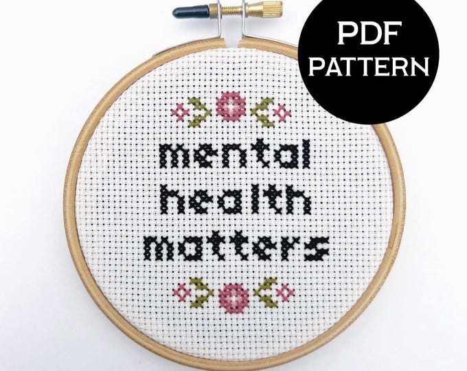 Mental Health Matters Mini cross stitch PDF/pattern