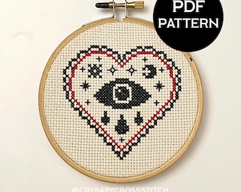 Mystic Heart cross stitch PDF/pattern