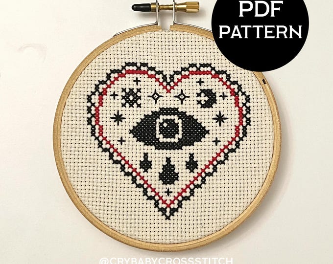 Mystic Heart cross stitch PDF/pattern