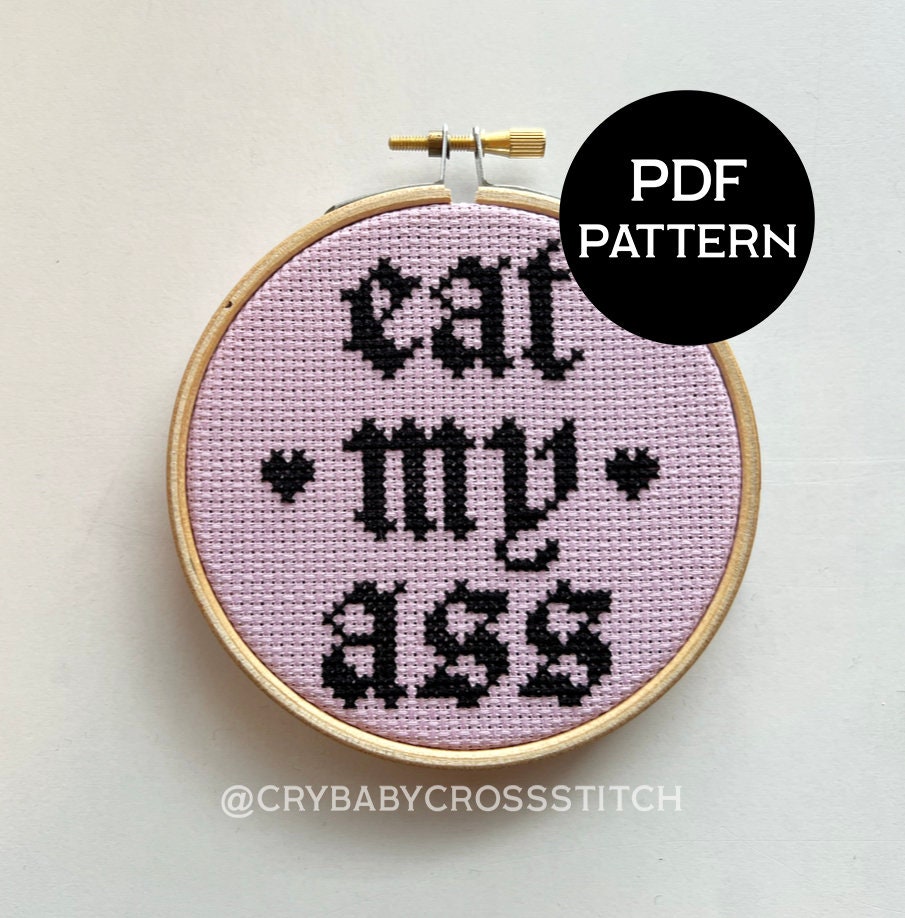 PDF Subversive Needlepoint Spill The Tea into a Heart Mug Cross Stitch Pattern Small Hoop Art DIY Embroidery Instant Download