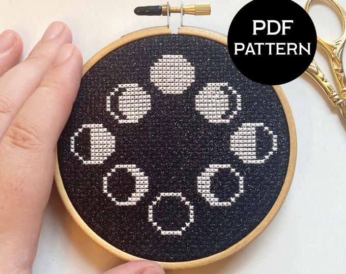 Moon Phase cross stitch PDF/pattern