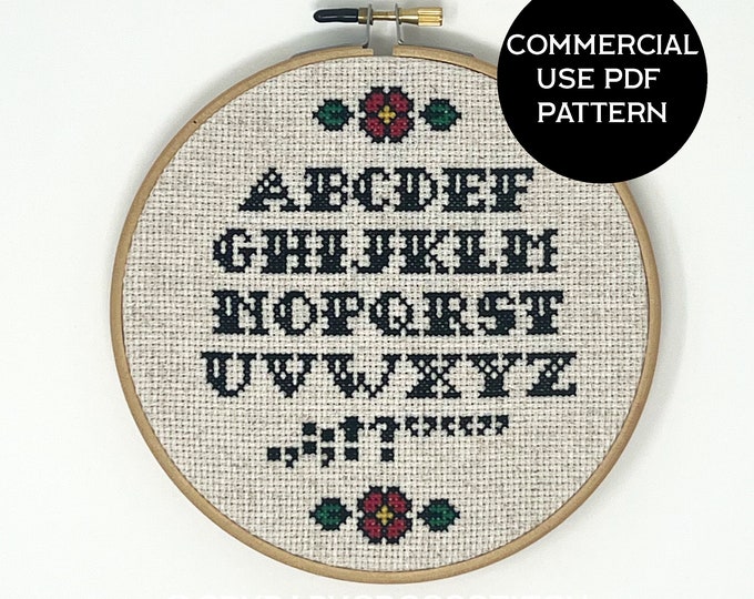 COMMERCIAL USE American Traditional Tattoo cross stitch font PDF/pattern