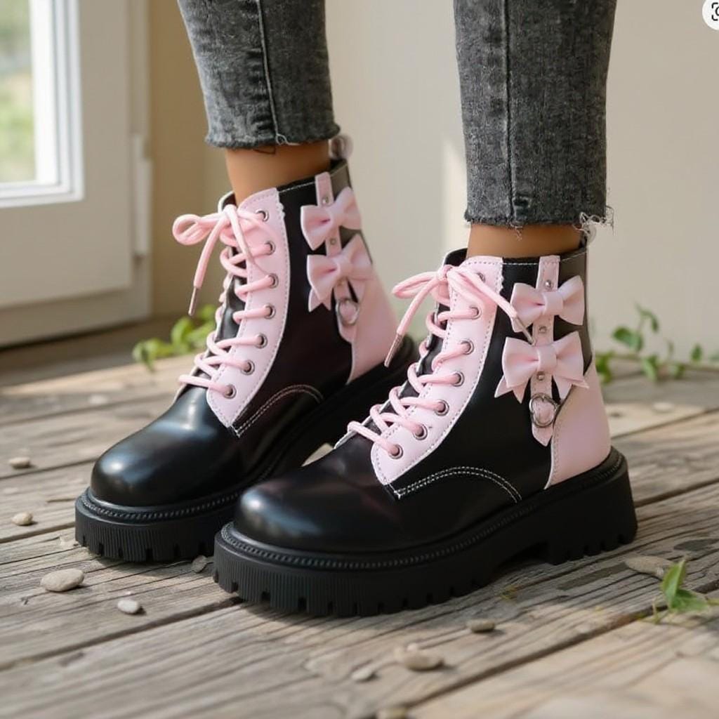 Y2k Platform Chunky Lace up Boots - Etsy