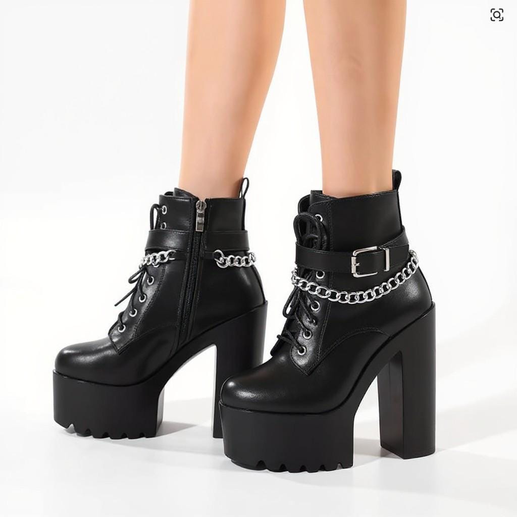 Y2k Platform Chunky Lace up Boots - Etsy