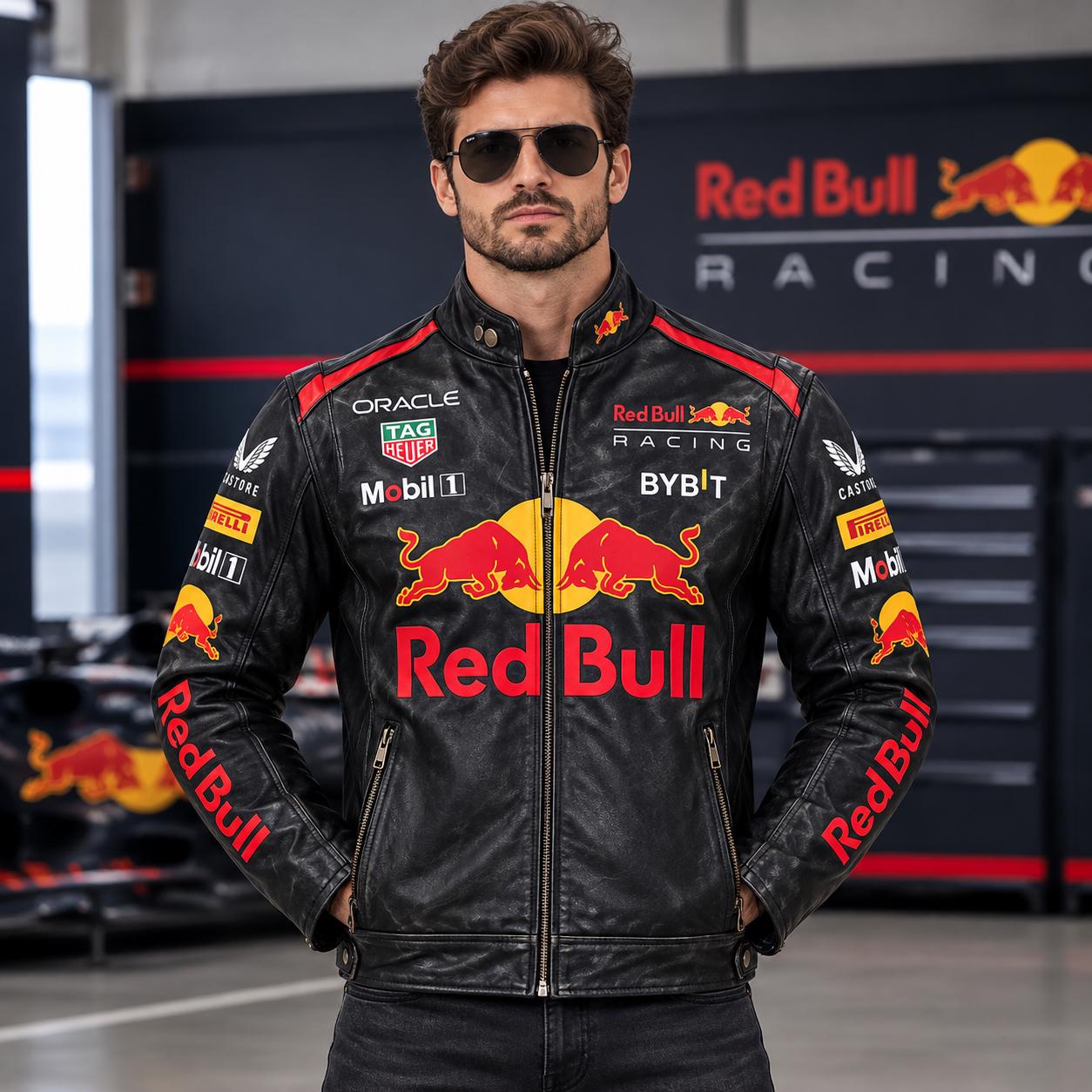Red Bull Leather Jacket - Etsy