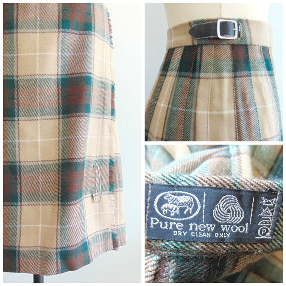 Vintage 1970's Plaid Wrap Skirt / Knee Length / T… - image 8