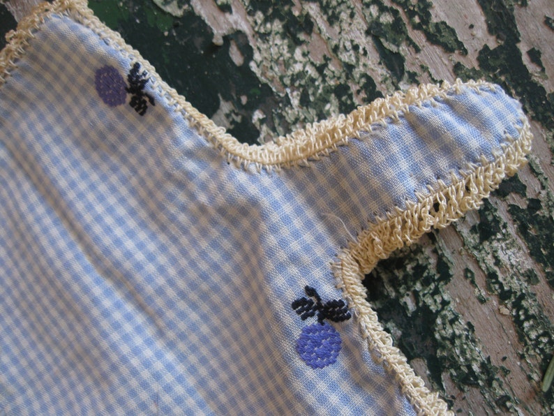 Vintage 1950/'s Hand Sewn Gloves Blue Floral Gingham