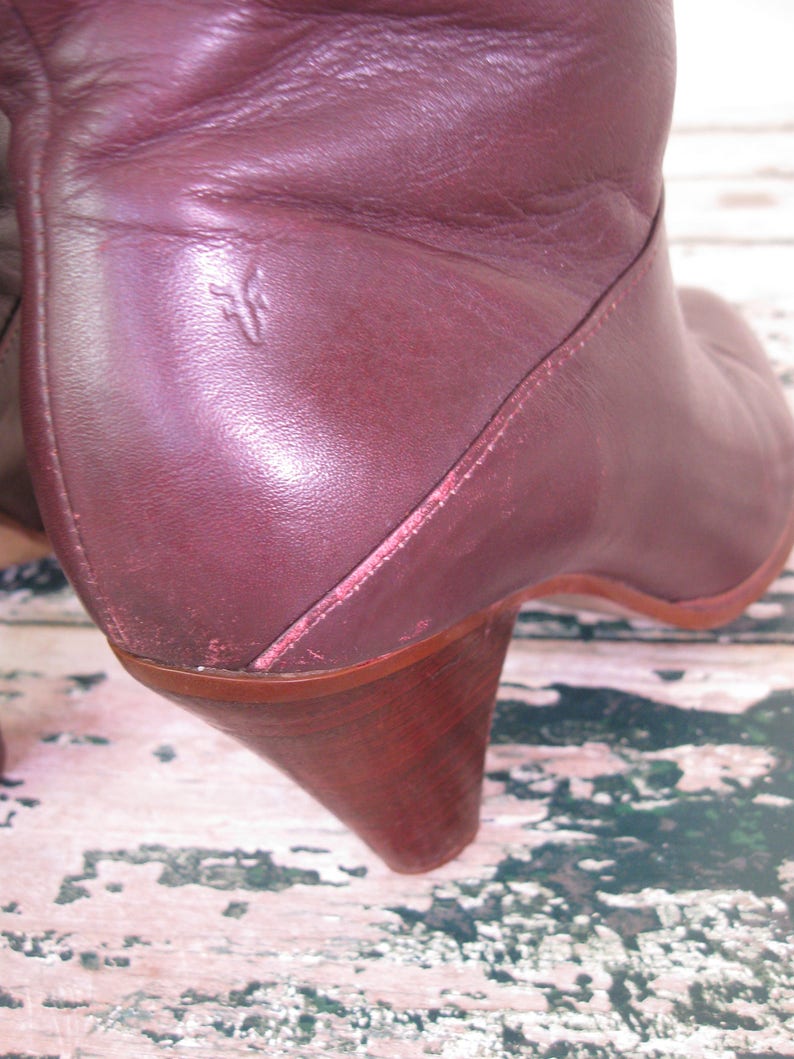 Vintage Oxblood Frye Boots Foldover Cone Heel 6M