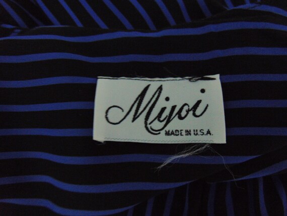 Vintage 1980's Blue Black Stripe Sheer Dress. Mij… - image 8
