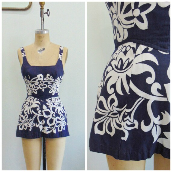 Vintage Hawaiian 1950's Swimsuit / Sunsuit / Kameh