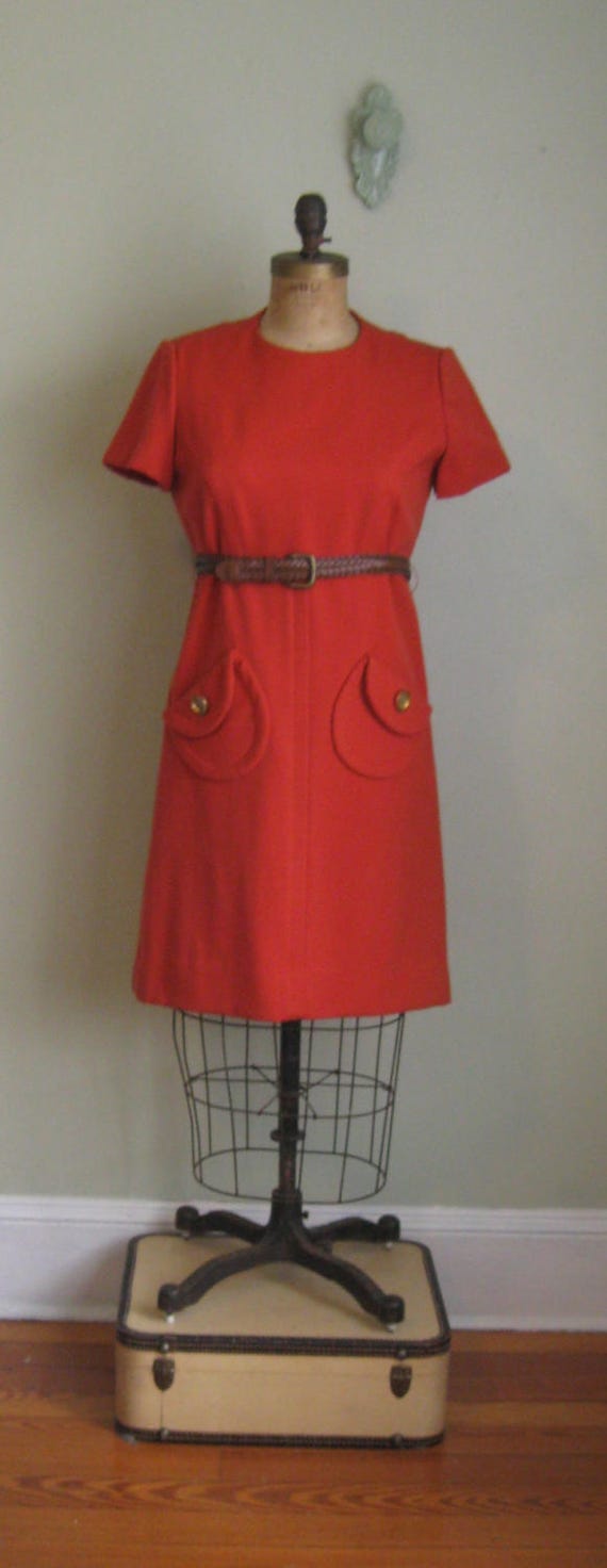 1960's Burnt Marmalade Pocket Dress// Belted// Sh… - image 3