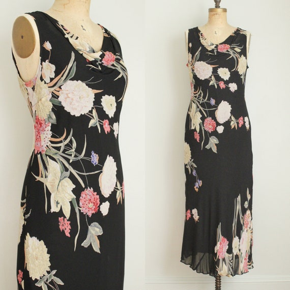 Retro Y2K does 1930's Bias Cut Gown. Floral Print… - image 1