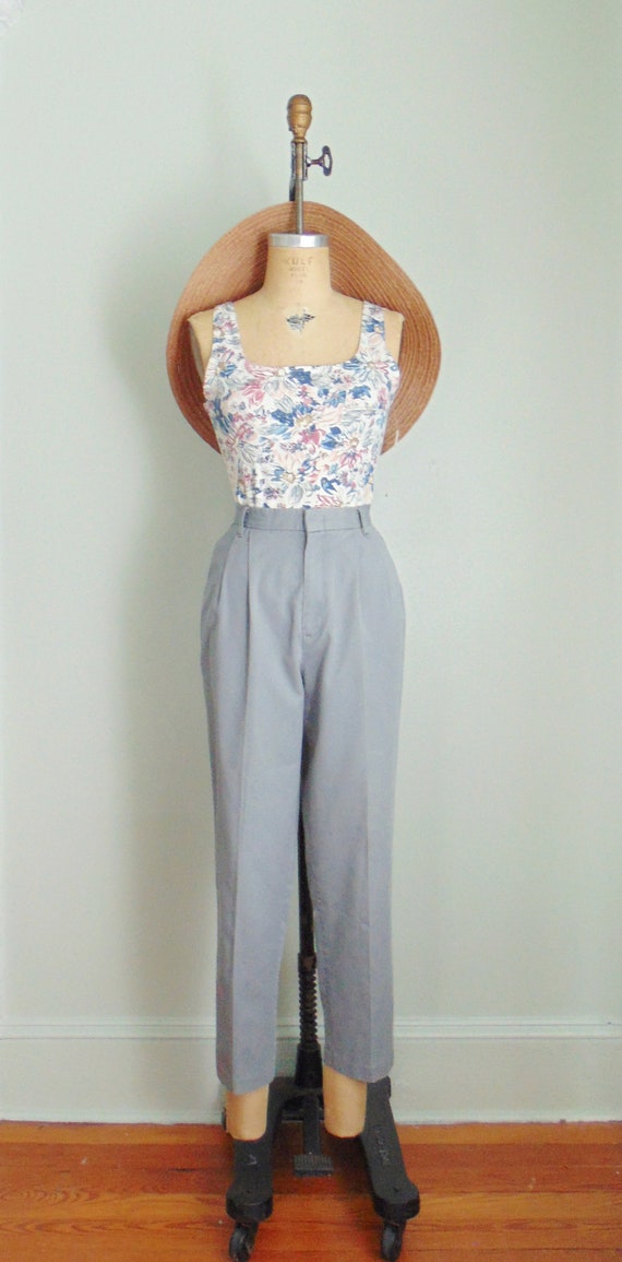 Retro 1990's Blue Floral Bodysuit. NWT. Square Ne… - image 3