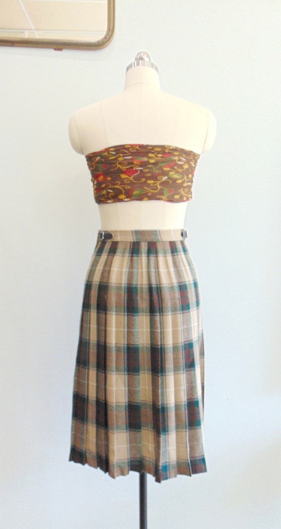 Vintage 1970's Plaid Wrap Skirt / Knee Length / T… - image 7
