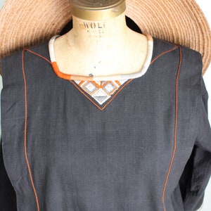 Vintage 1970's Black Linen Tunic Dress. Opus 1. Diana Martin. Size Medium image 5