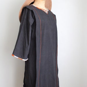 Vintage 1970's Black Linen Tunic Dress. Opus 1. Diana Martin. Size Medium image 3