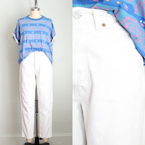 Vintage 1990's White Relaxed Gap Jeans. High Rise… - image 1
