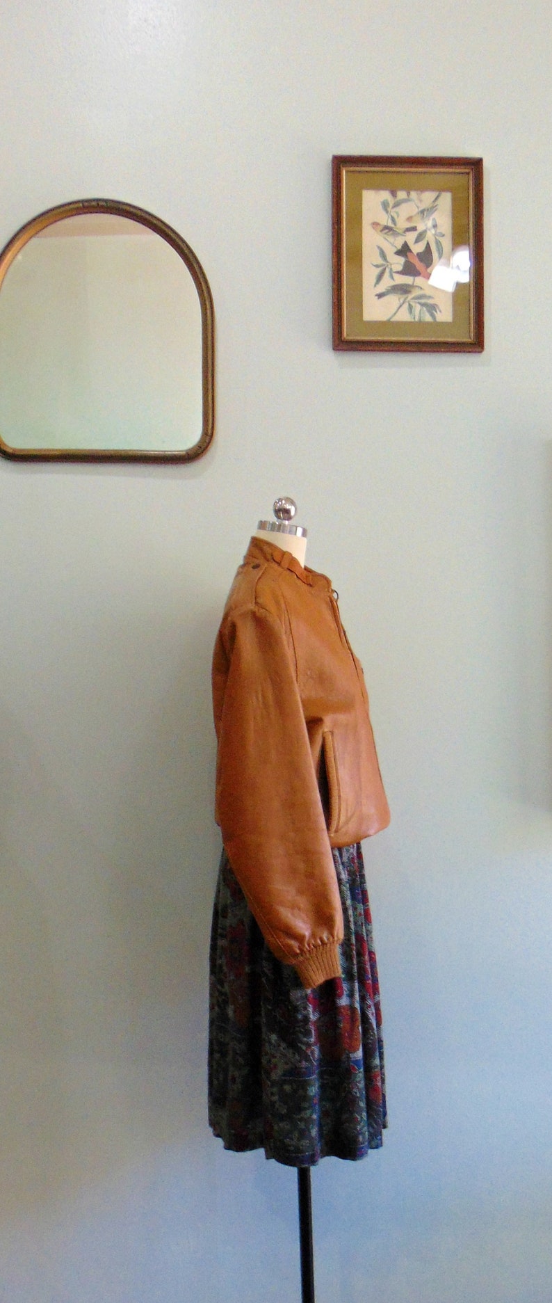 Vintage 1970/'s 1980/'s Leather Bomber Jacket Camel Leather Cooper Outerwear Leather Jacket Size Small Medium