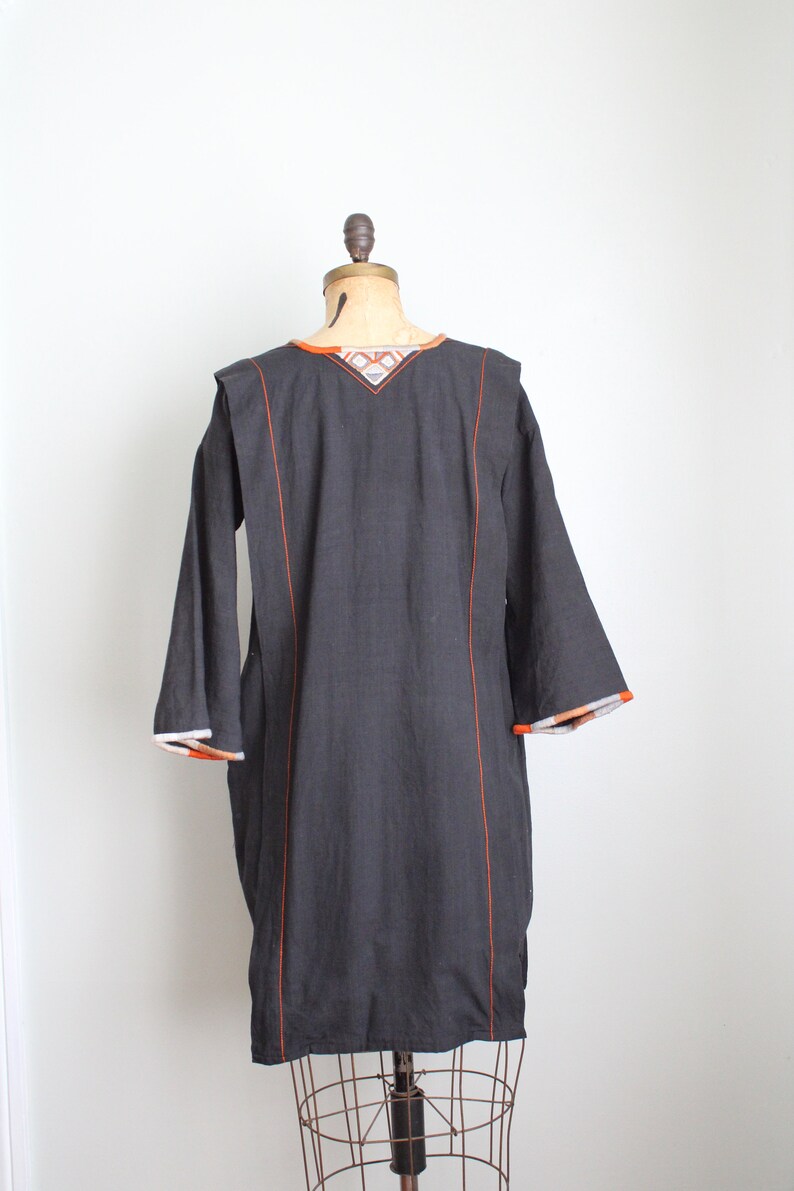Vintage 1970's Black Linen Tunic Dress. Opus 1. Diana Martin. Size Medium image 7