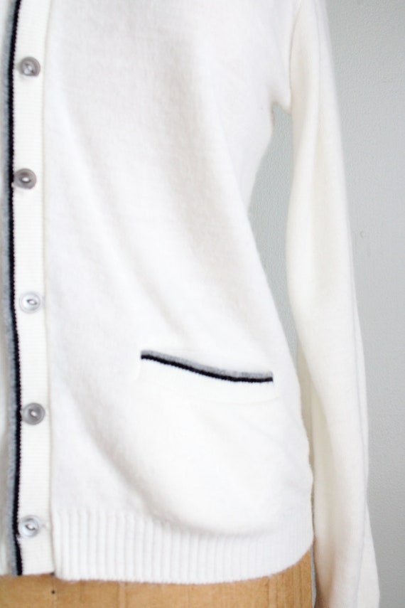 Vintage 1970's White and Black Trim Cardigan. Rev… - image 5