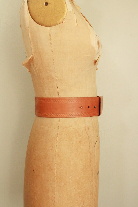 Retro 1980's Wide Leather Belt. Wide Belt Loop. Echo … Gem