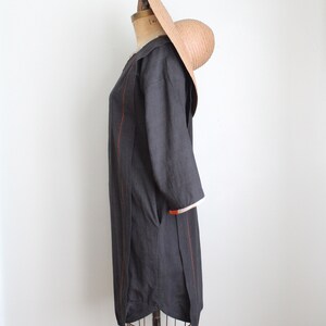 Vintage 1970's Black Linen Tunic Dress. Opus 1. Diana Martin. Size Medium image 10