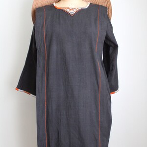 Vintage 1970's Black Linen Tunic Dress. Opus 1. Diana Martin. Size Medium image 4