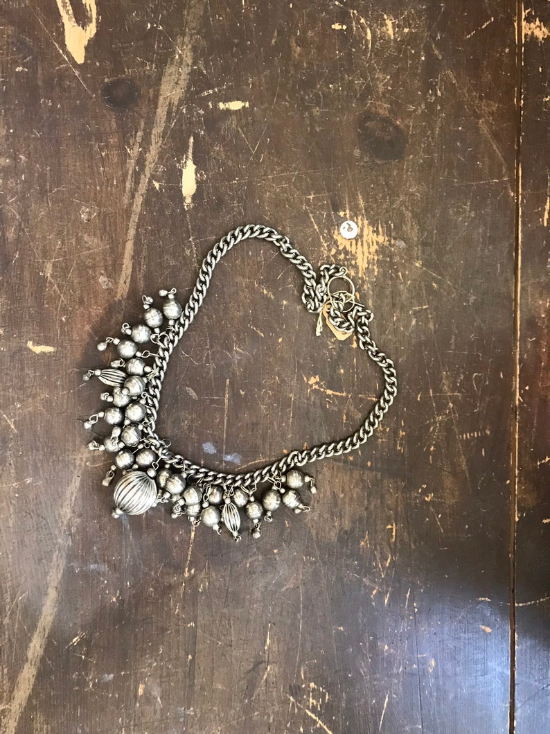 Vintage Silver Bobble Bells Necklace Jingle Bells Silver Chain 1970/'s Silver Tone