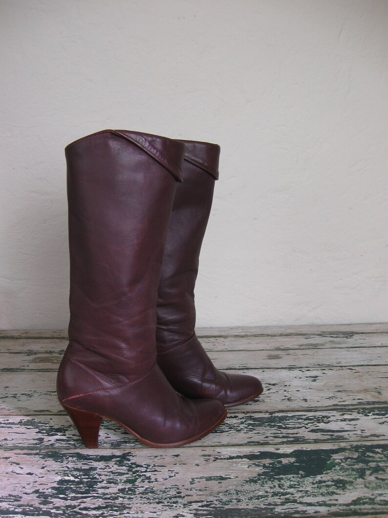 Vintage Oxblood Frye Boots Foldover Cone Heel 6M