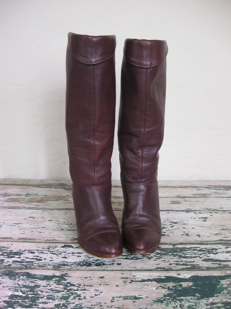 Vintage Oxblood Frye Boots Foldover Cone Heel 6M