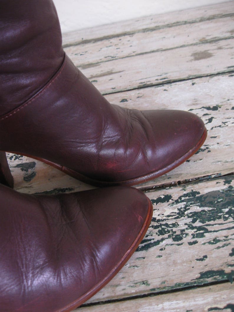 Vintage Oxblood Frye Boots Foldover Cone Heel 6M