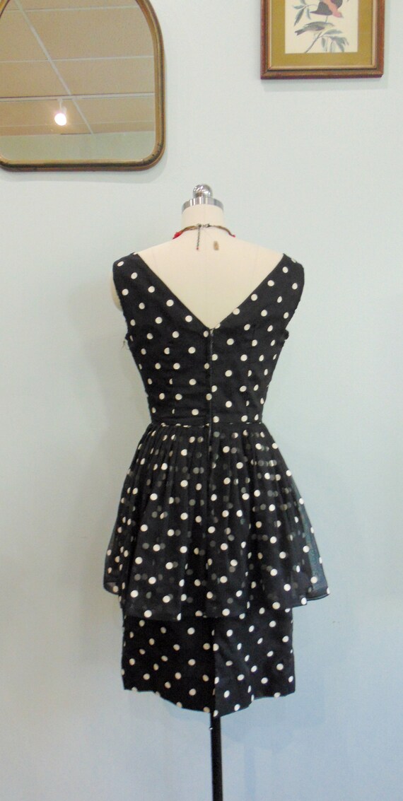 Vintage 1950's Peplum Cocktail Dress / Polka Dot … - image 8