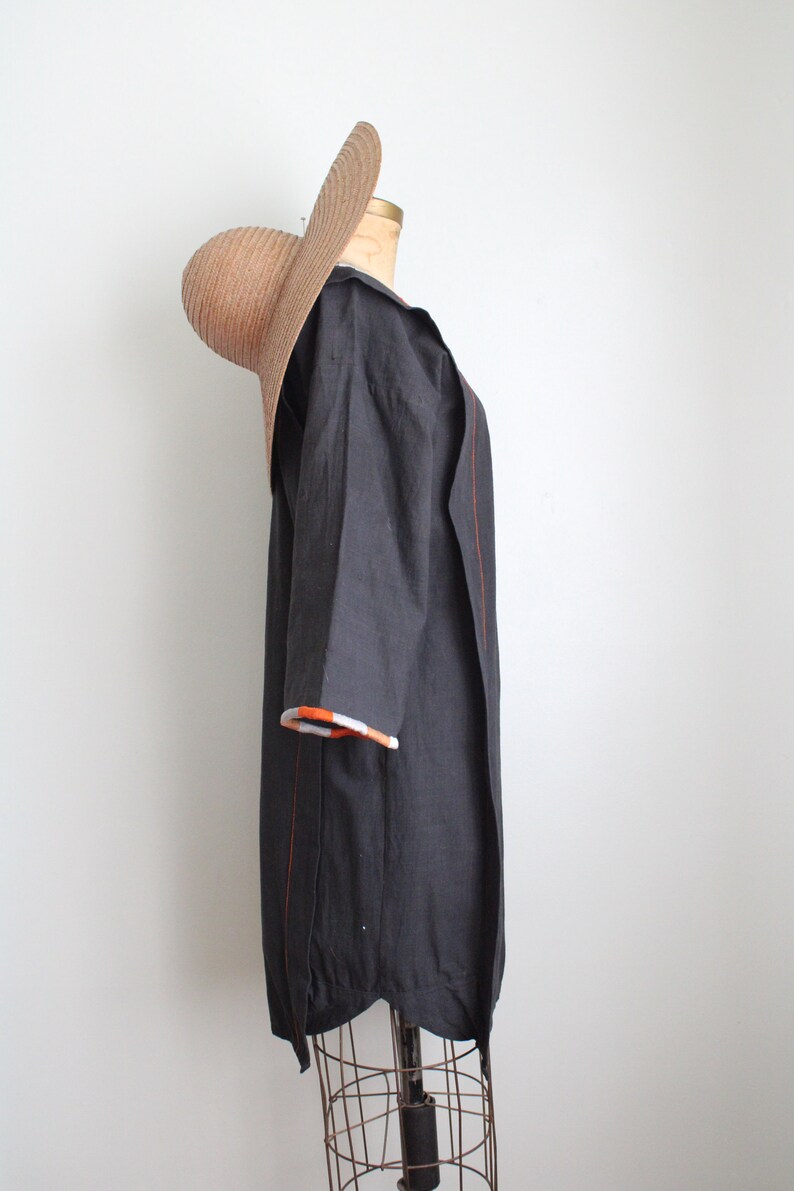 Vintage 1970's Black Linen Tunic Dress. Opus 1. Diana Martin. Size Medium image 2