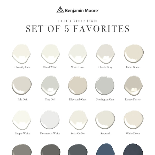 Designers Favorite Paint Colors Benjamin Moore Whites + Cream + Greige +   -  Choose 5