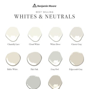 Benjamin Moore Whites & Neutral Paint samples on oversized  12x18 inch Painted Color Boards - SET OF 10 Chantilly lace, white dove