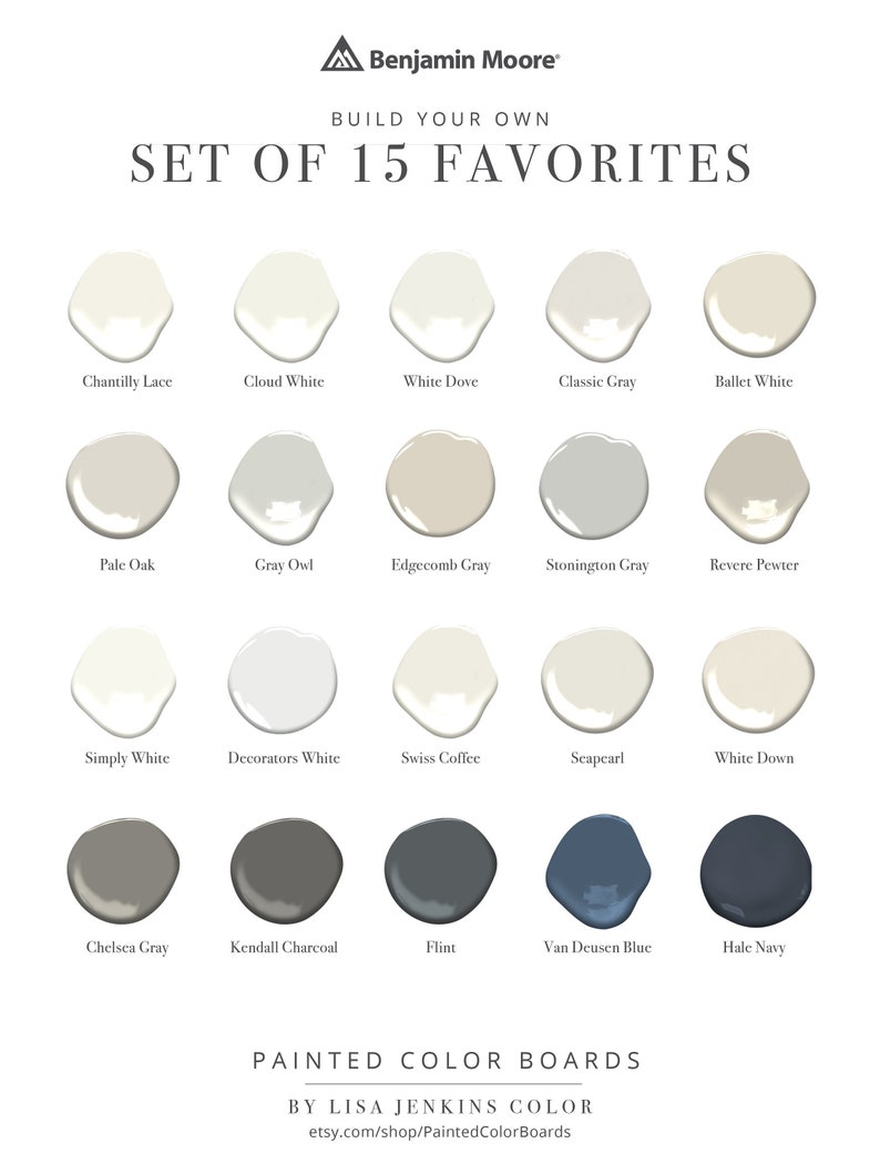 Benjamin Moore Best Selling Whites Greige & Deeps build Your Etsy