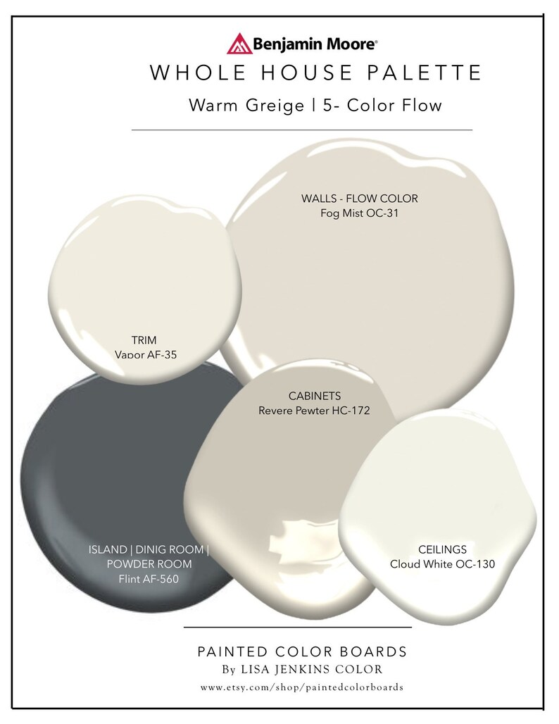 Benjamin Moore Best Selling Whites Greige & Deeps build Your Etsy