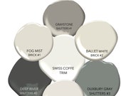 Benjamin Moore Exterior Paint Color Palette: Warm White Painted Samples