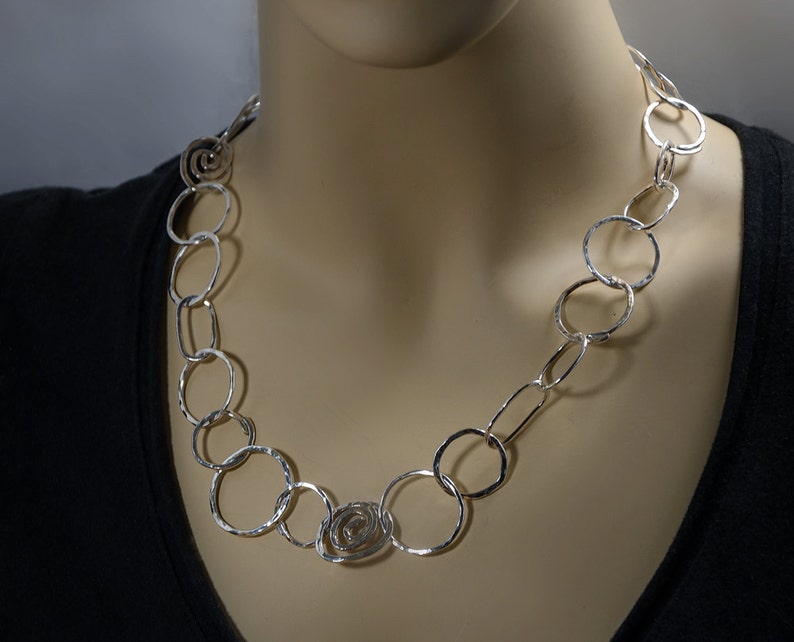 oval circles and spirals Jewelry Handmade Sterling Silver Necklaces one of a kind