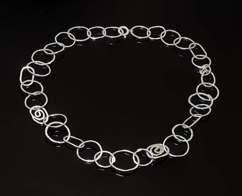 oval circles and spirals Jewelry Handmade Sterling Silver Necklaces one of a kind