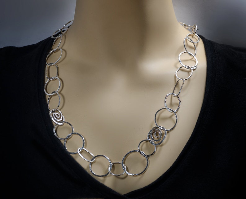 oval circles and spirals Jewelry Handmade Sterling Silver Necklaces one of a kind