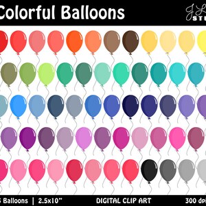 Digital Clipart Balloons-Colorful Party Balloons-Birthday Invitations-Digital Balloons-Printable Party Art-Instant Download Clip Art