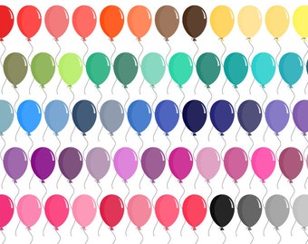 Digital Clipart Balloons-Colorful Party Balloons-Birthday Invitations-Digital Balloons-Printable Party Art-Instant Download Clip Art
