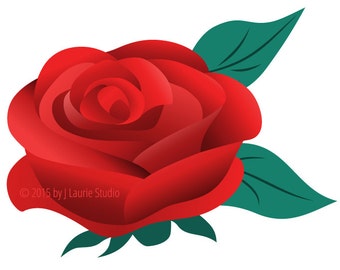 Digital Clipart-Clipart Singles-Red Rose-Red Flower-Rose-Graphics-Image-Digital Scrapbook Element-PNG-Instant Download Clip Art
